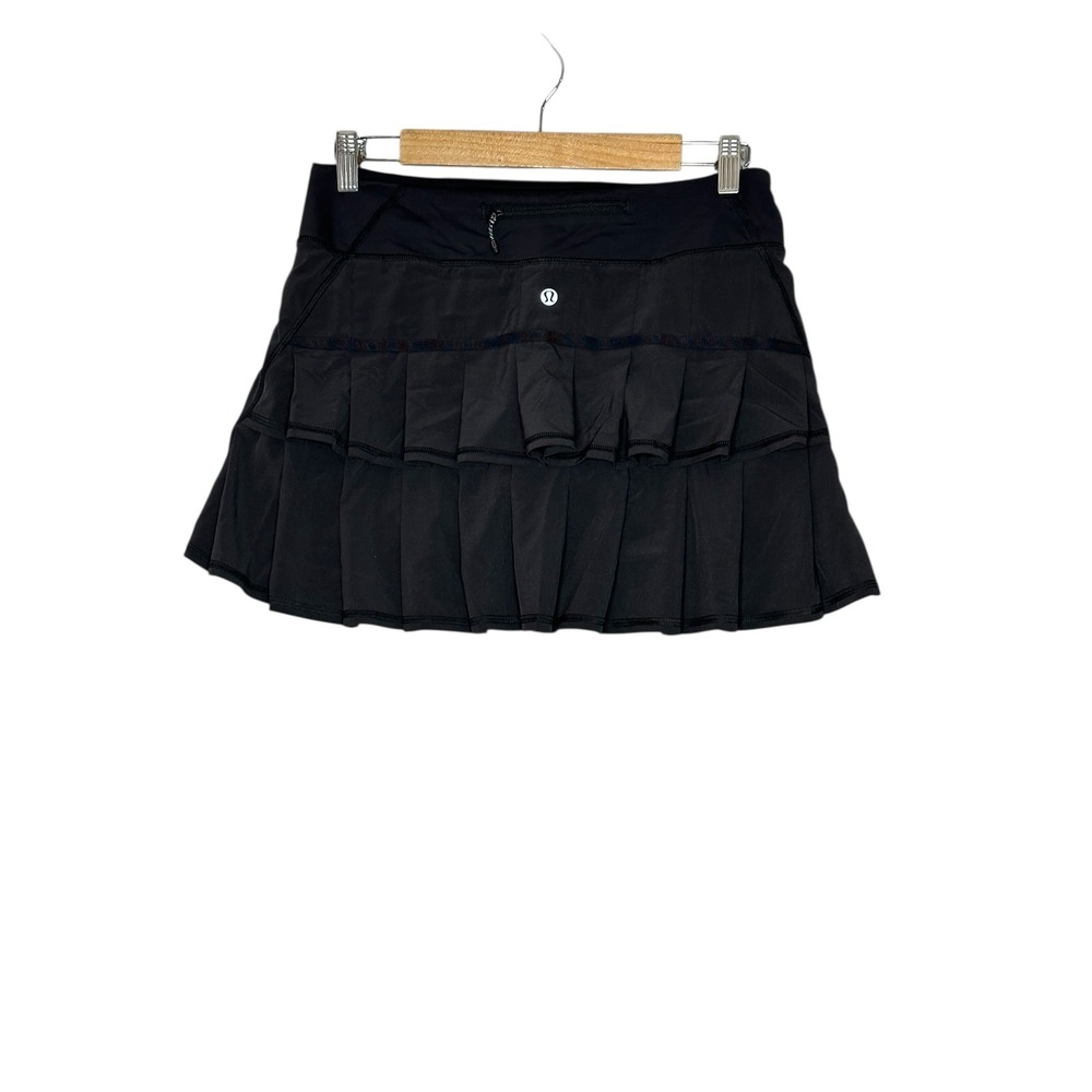 Lululemon Womens Pace Setter Skort 6 Tennis Ruffle 4 Way Stretch Black
